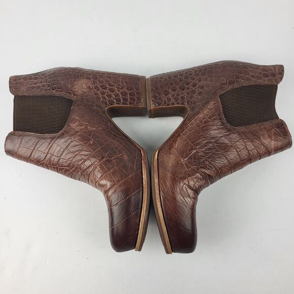 KORK-EASE Shirome croc embossed leather Chelsea Boot Dark Brown 7.5M - Picture 10 of 13